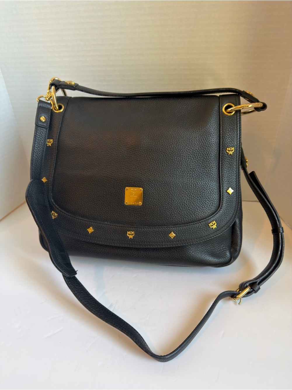 MCM Black Leather Shoulder Bag